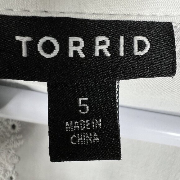 Torrid Womens 5X Button Up Long Sleeve Midi Challis White Dress Cottagecore Boho - Picture 13 of 16